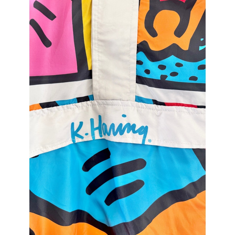 Members Only Keith Haring Windbreaker Jacket Pop Art Graphic Anorak Multicolor - Picture 2 of 15